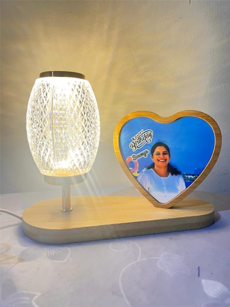 Wooden Photo frame with magnetic wooden base and led light