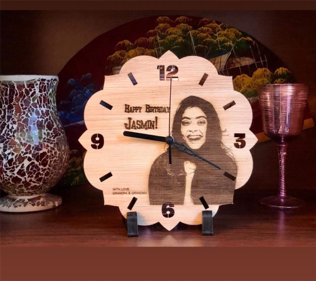 Wooden Clock with Engraving