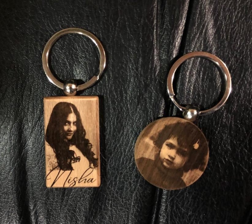 Wooden Keychain with Laser Engraving