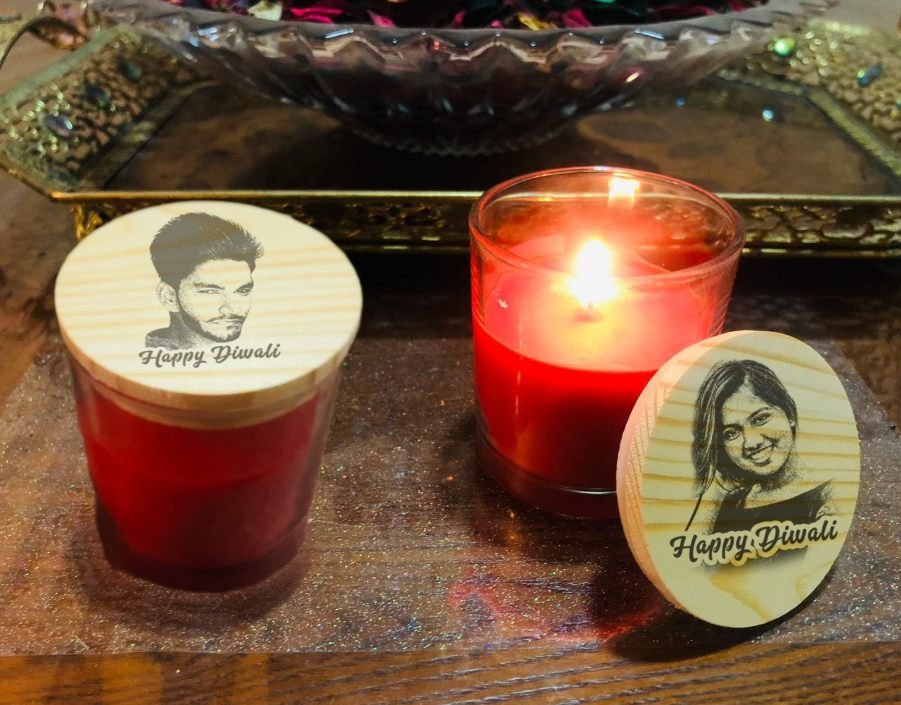 Scented Candle with Wooden Lid and Engraving
